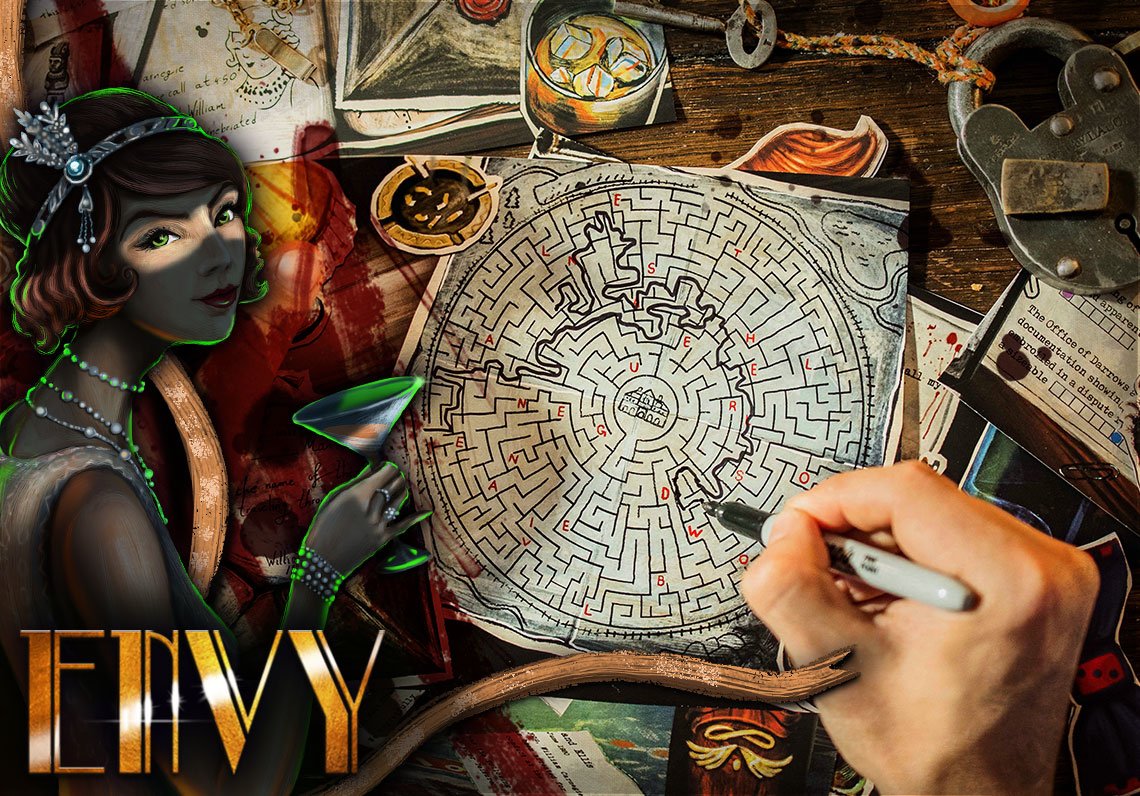 Envy Murder Mystery 1920s printable escape room kit, adult party game India