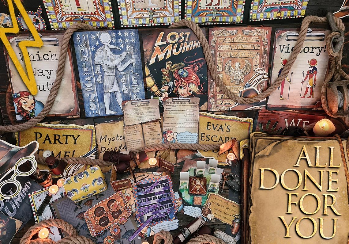 The Lost Mummy print and play kit contents