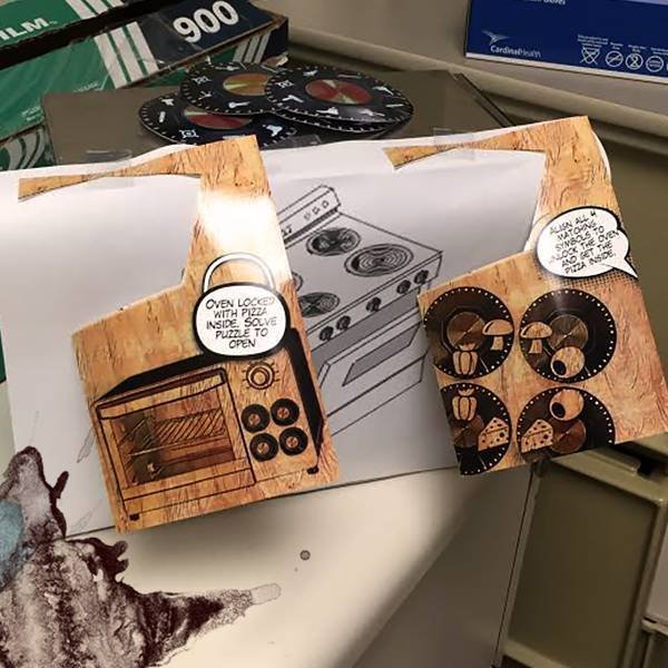 Kara Dern's improvised locked cupboard puzzle