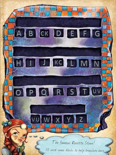 Lost Mummy hints Rosetta Stone alphabet puzzle